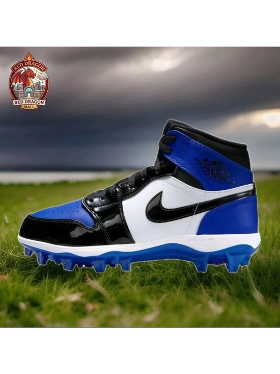 Nike Air Jordan 1 Mid TD Game Royal Black Football Cleats FJ6805-401 - Mens 10.5 main image 5
